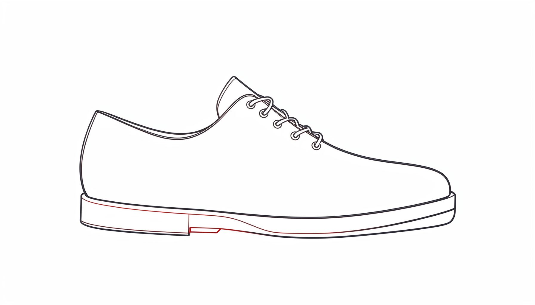 Eine minimalistische Strichzeichnung von Herrenschuhen in Seitenansicht, dargestellt in dunklem Grau auf hellem Hintergrund, mit klaren Konturen und schlichter Eleganz.